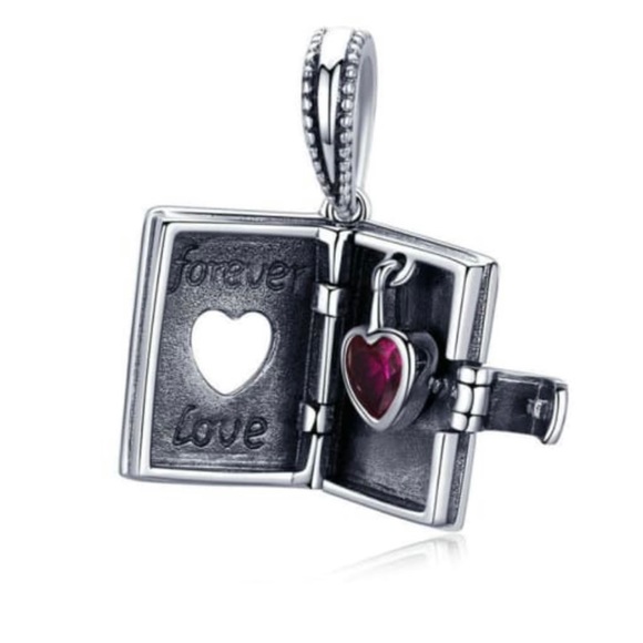 Solid 925 Silver Romantic Love Letter Charm - Picture 4 of 5